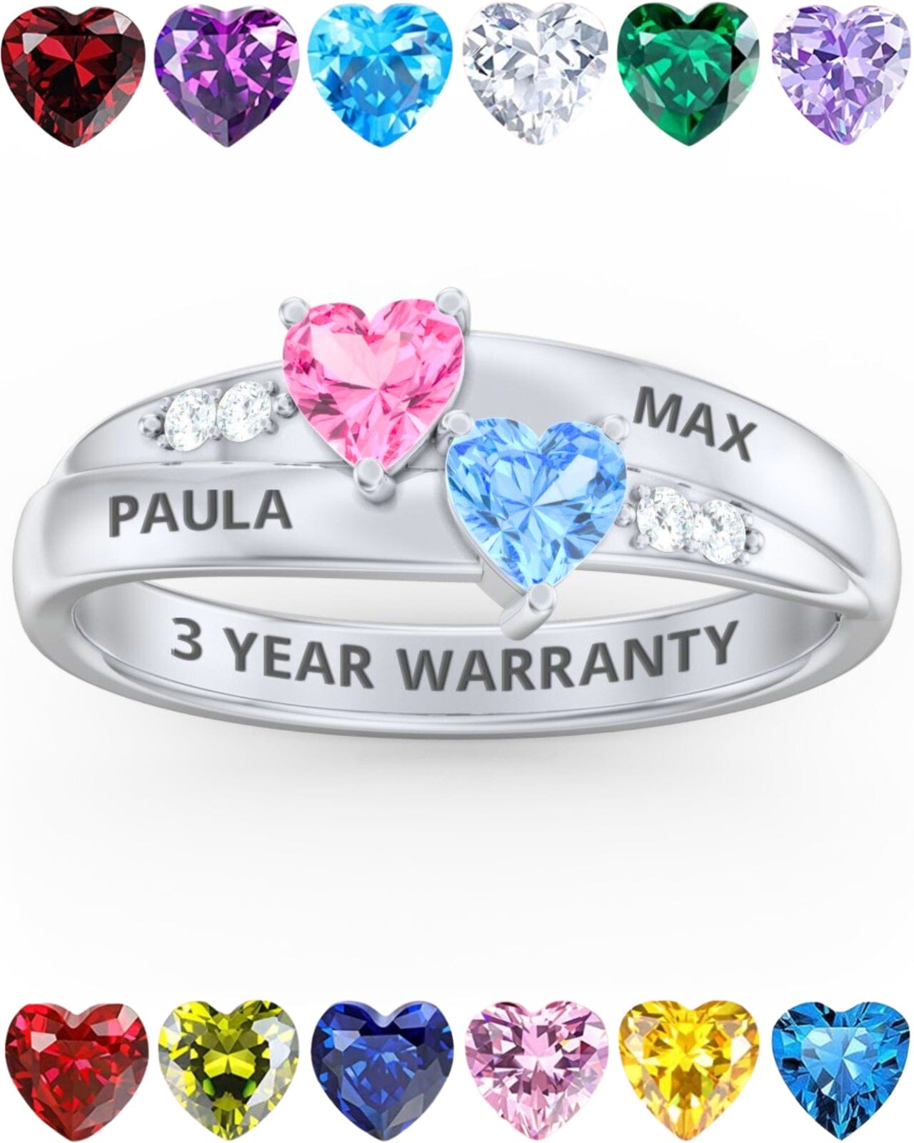 Sterling Silver Birthstone Promise Ring for Her Sizes 5-12