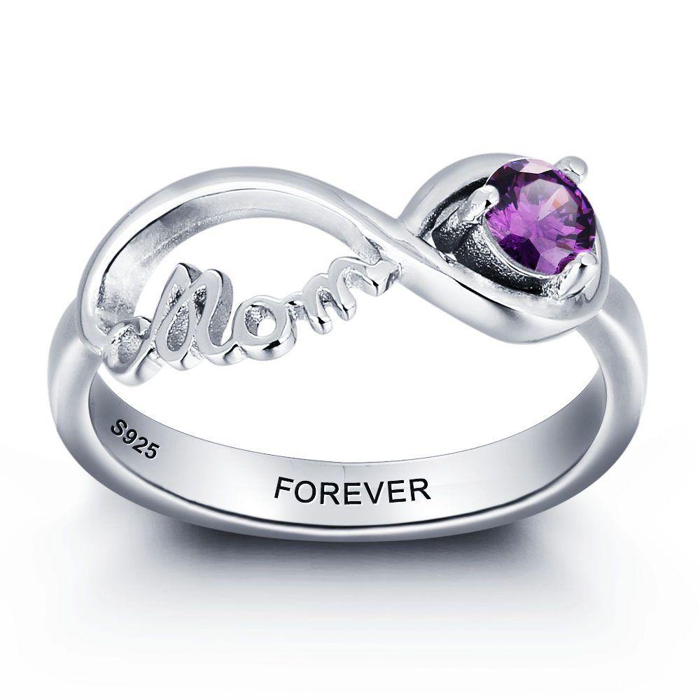Infinity Mothers Ring with Round Birthstone_Rings_1 Stone, Aunt, Engagement, Family Ring, Featured, Girlfriend, Graduation, Grandma, Infinity, Inside Engraving, Memorial, Mom, Mom Ring, Mother's Ring, New Baby, No Accents, No Name, Promise, Promise Ring, Ring, Rings, Round, Size 10, Size 5, Size 6, Size 7, Size 8, Size 9