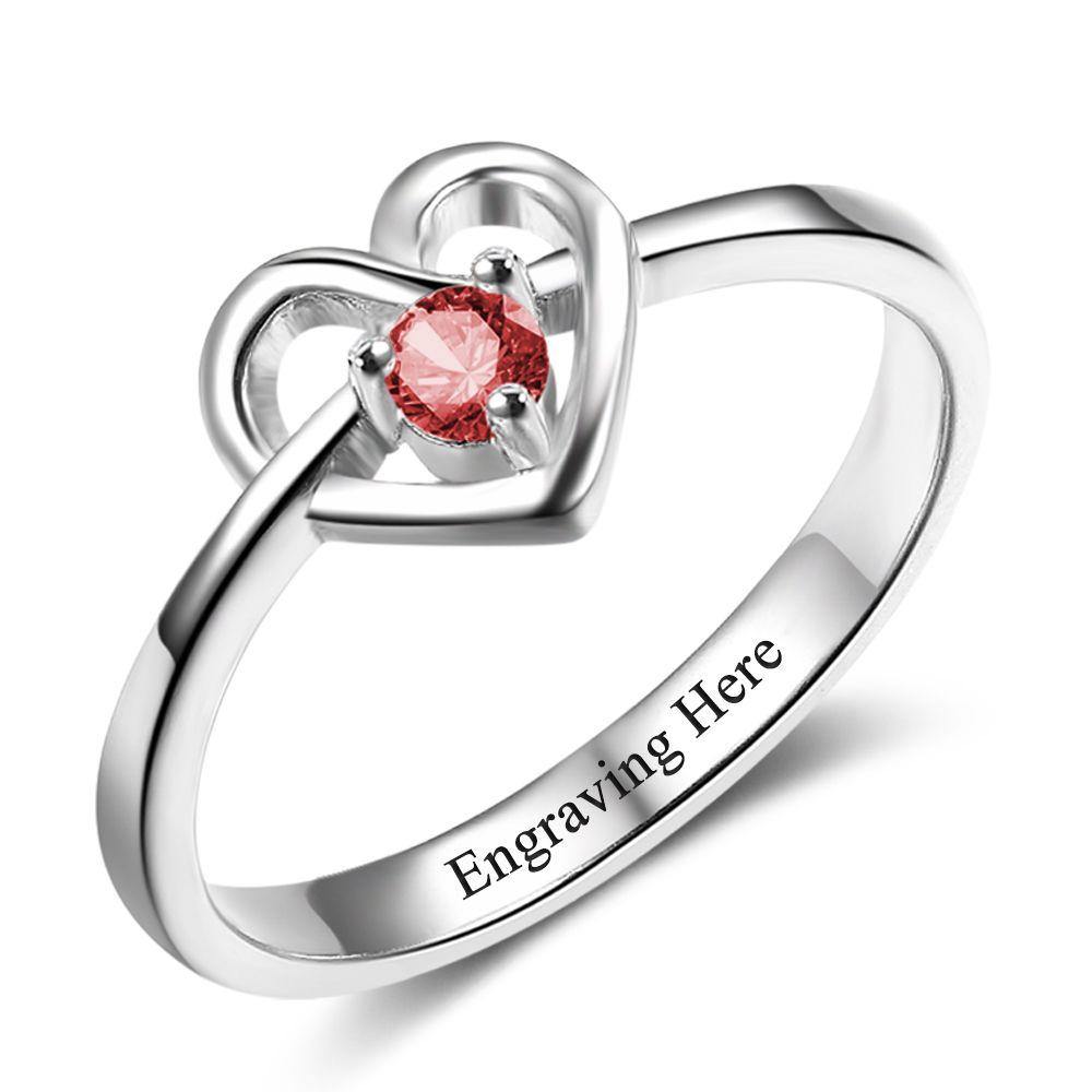 Promise Ring for Her with Heart and Single Birthstone_Rings_1 Stone, Aunt, Dainty, Engagement, Girlfriend, Graduation, Infinity, Inside Engraving, Memorial, Mom, Mom Ring, Mother&#39;s Ring, New Baby, No Accents, No Name, Promise, Promise Ring, Ring, Size 6, Size 7, Size 8, Size 9, Wife
