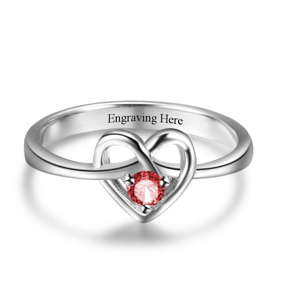 Promise Ring for Her with Heart and Single Birthstone_Rings_1 Stone, Aunt, Dainty, Engagement, Girlfriend, Graduation, Infinity, Inside Engraving, Memorial, Mom, Mom Ring, Mother's Ring, New Baby, No Accents, No Name, Promise, Promise Ring, Ring, Size 6, Size 7, Size 8, Size 9, Wife