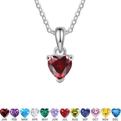 QUICKSHIP 1 Heart Birthstone Necklace for Women