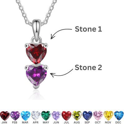 QUICKSHIP 2 Heart Birthstone Necklace