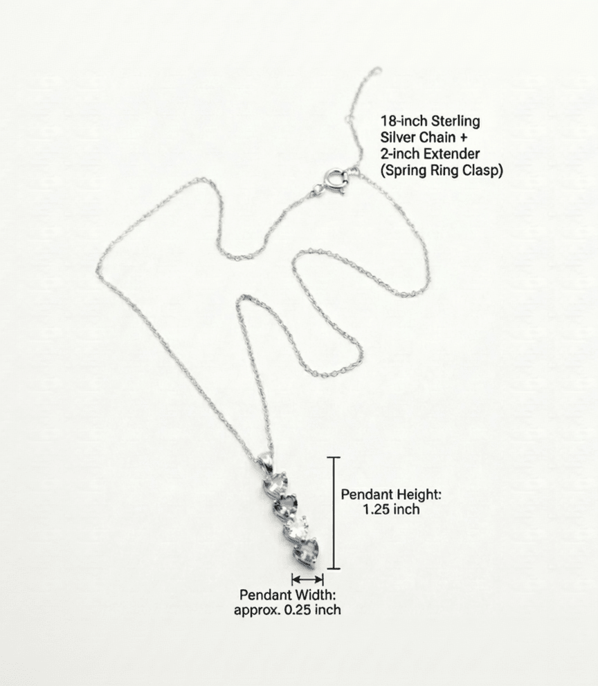 QUICKSHIP 4 Birthstone Necklace for Women, Mother's Day Necklace with Four Heart Birthstones in 925 Sterling Silver, Personalized and Customized 4 Stone Necklace, Sterling Silver Chain 18" + 2"