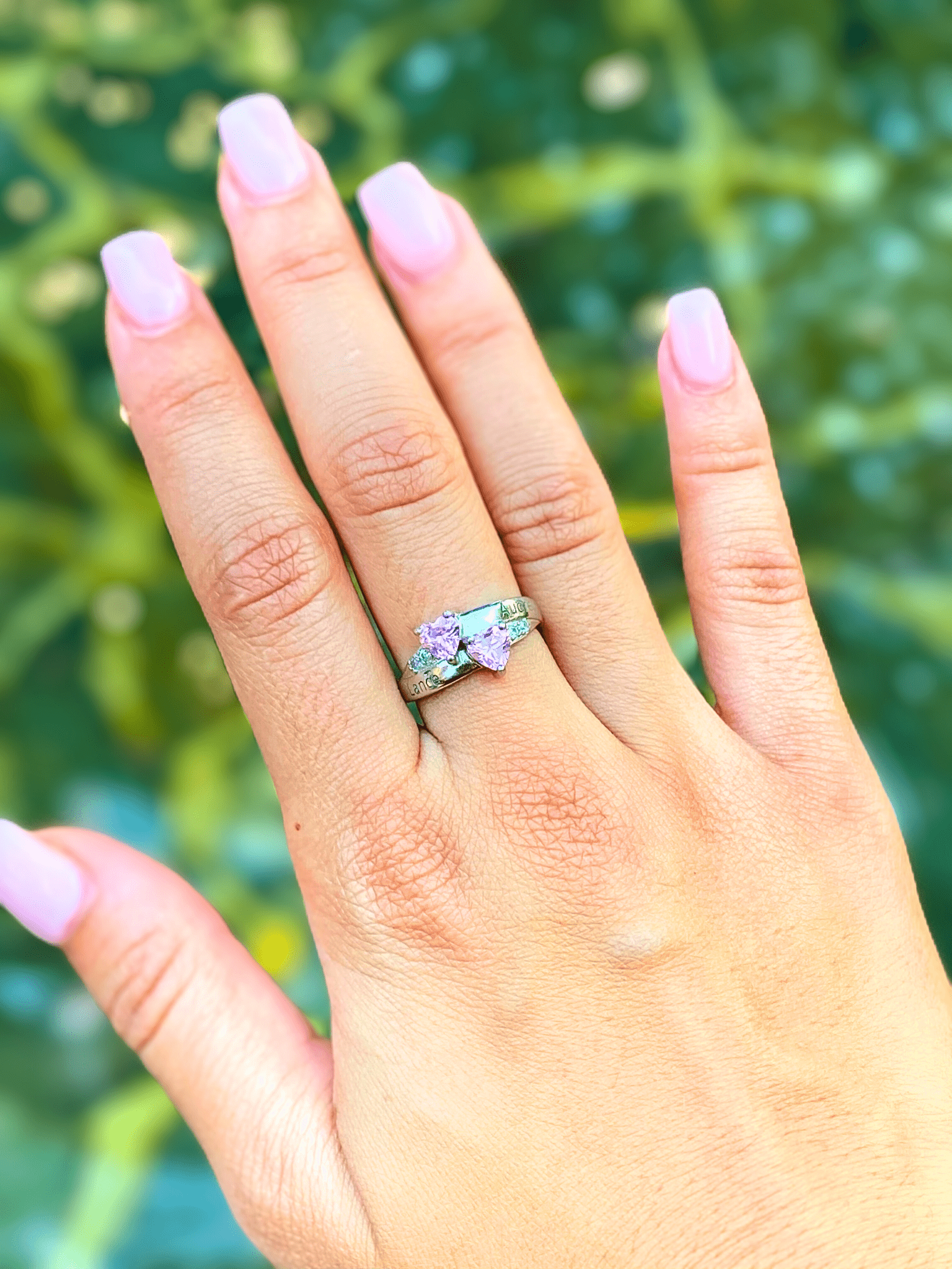 His and Her Promise Ring with Heart Birthstones PaulaMax Jewelry