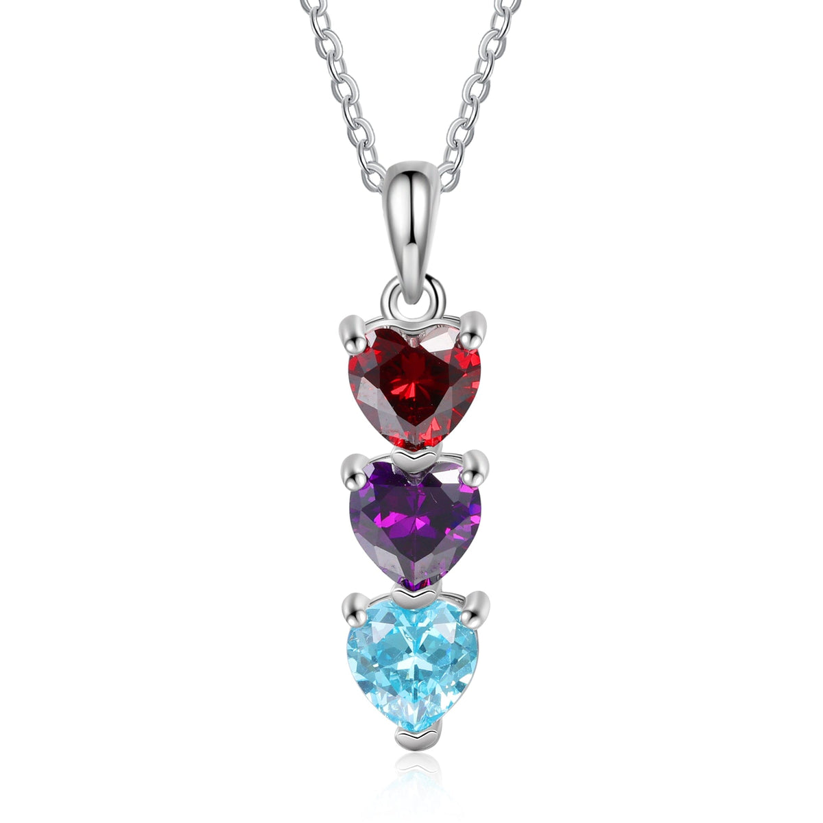 QUICKSHIP 3 Heart Birthstone Necklace