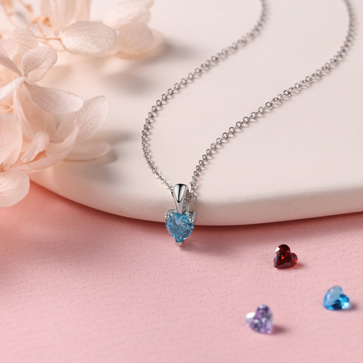 QUICKSHIP 1 Heart Birthstone Necklace for Women