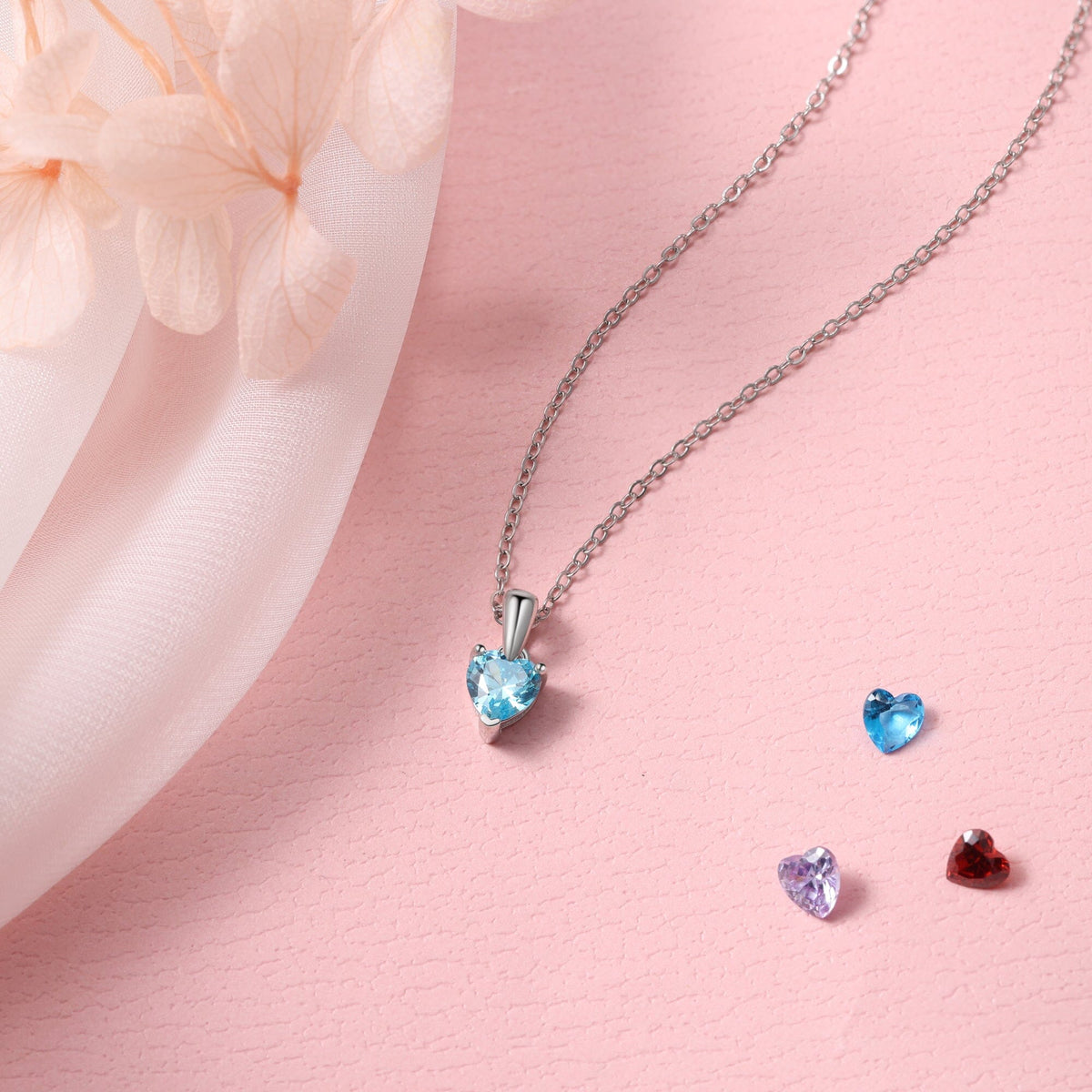 QUICKSHIP 1 Heart Birthstone Necklace for Women