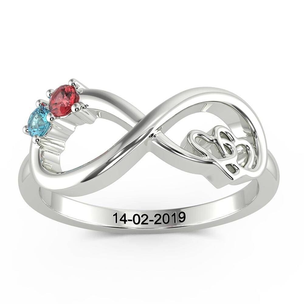 Sterling Silver Infinity Promise Ring with Interlocking Hearts and