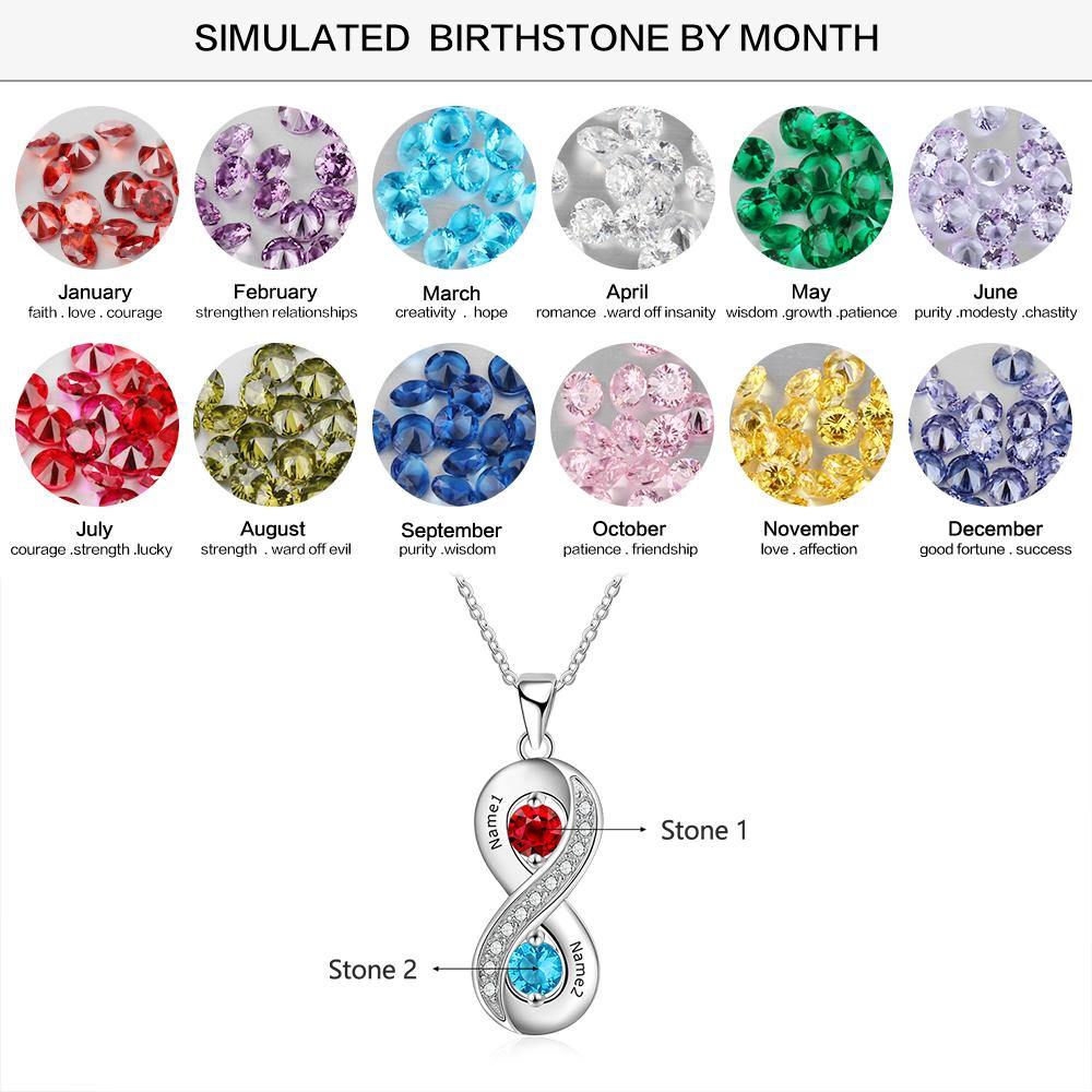 infinity 2 round birthstones necklace necklace 2 name 2 stone aunt daughter featured girlfriend grandma heart infinity memorial mom necklace new new baby round wife 2