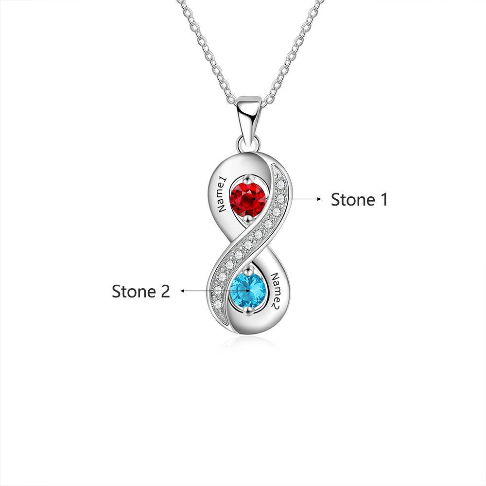 infinity 2 round birthstones necklace necklace 2 name 2 stone aunt daughter featured girlfriend grandma heart infinity memorial mom necklace new new baby round wife 4