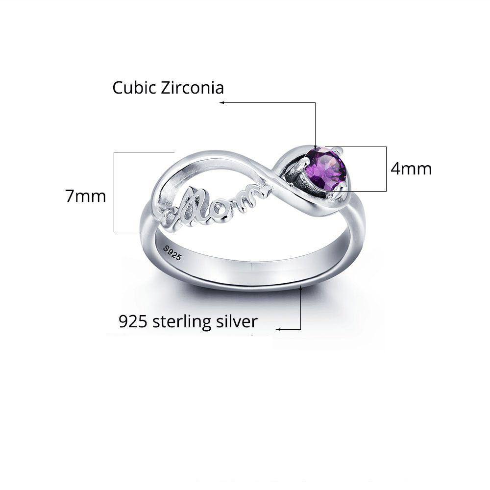 Infinity Mothers Ring with Round Birthstone_Rings_1 Stone, Aunt, Engagement, Family Ring, Featured, Girlfriend, Graduation, Grandma, Infinity, Inside Engraving, Memorial, Mom, Mom Ring, Mother&#39;s Ring, New Baby, No Accents, No Name, Promise, Promise Ring, Ring, Rings, Round, Size 10, Size 5, Size 6, Size 7, Size 8, Size 9