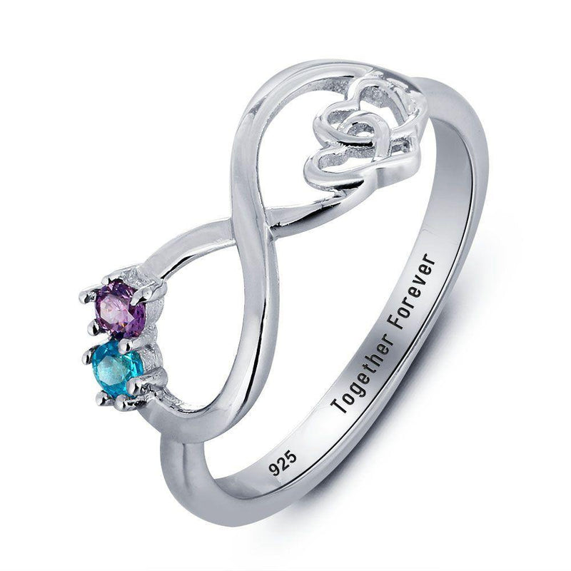 Infinity Promise Ring With Interlocking Hearts And Birthstones