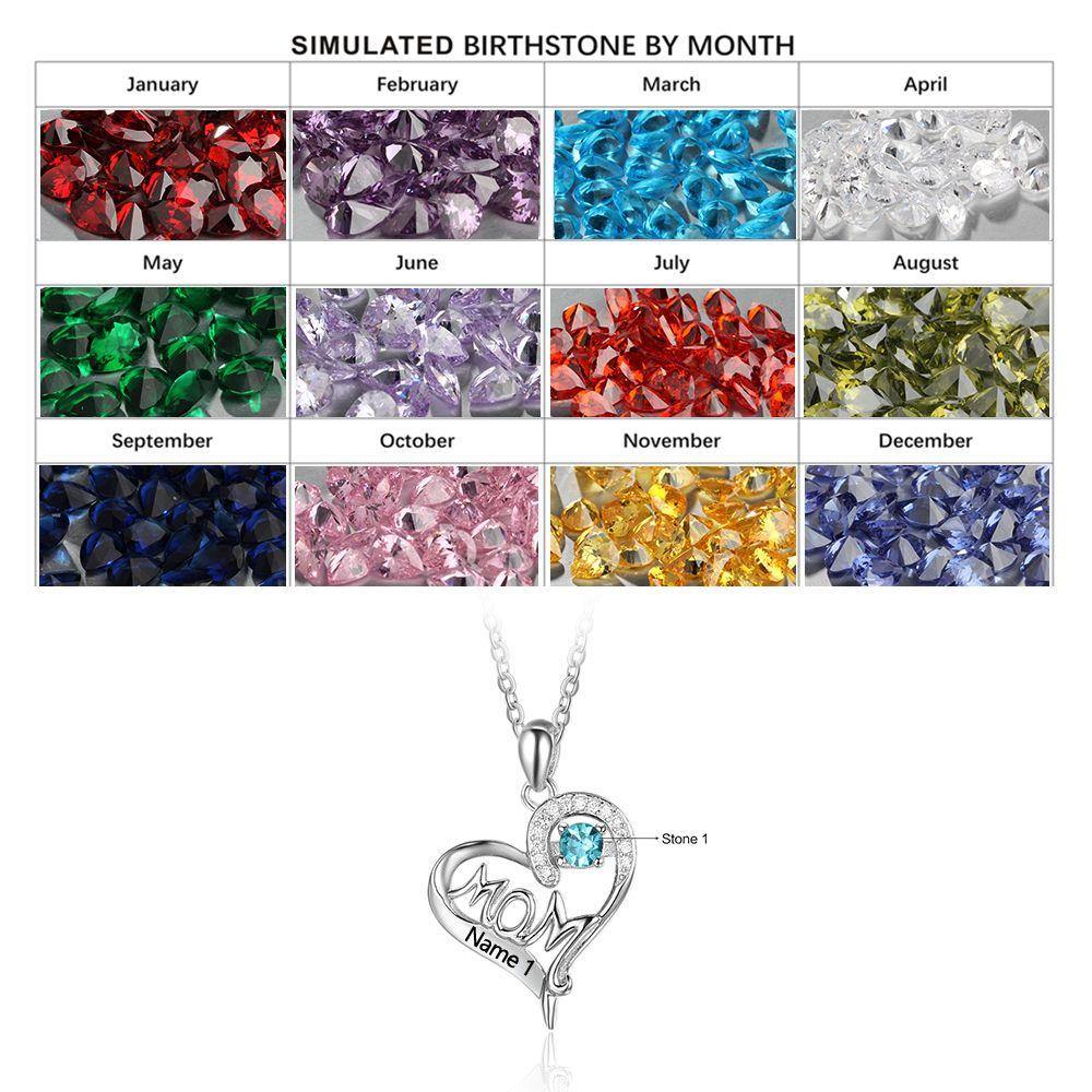 Sterling Silver Mother's Baby Feet Heart Birthstone Necklace - PaulaMax  Jewelry