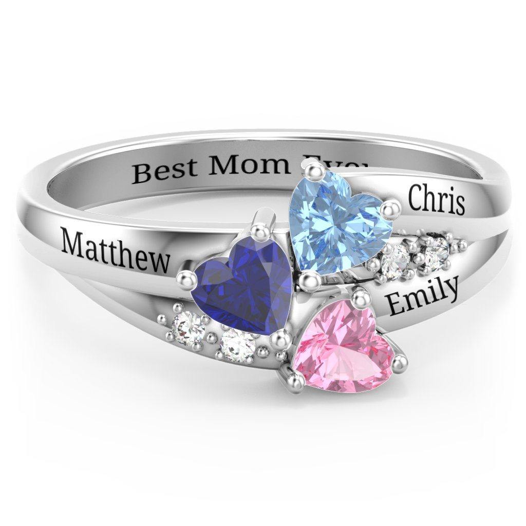 3 Stone Round Mothers Ring Sterling Silver Setting