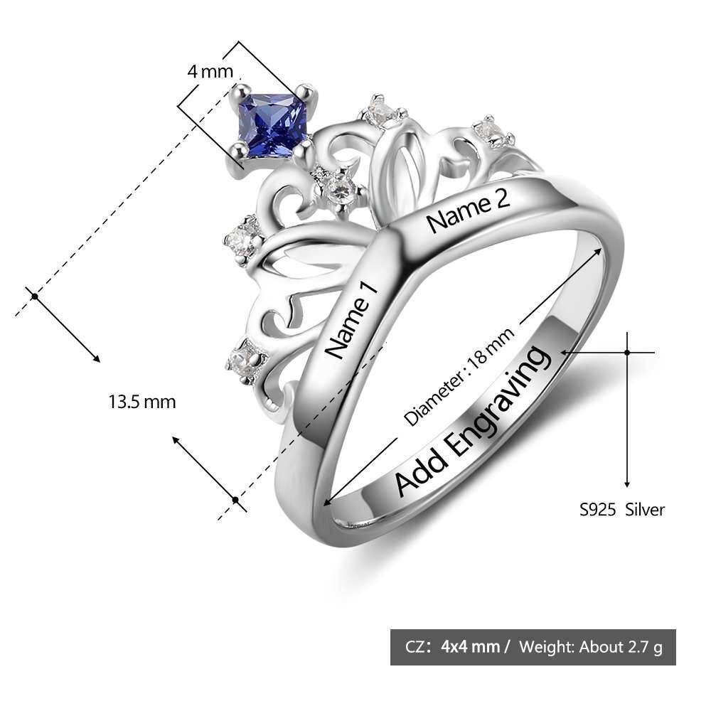Ava Fleur' Princess Cut Sterling Silver Floral Ring