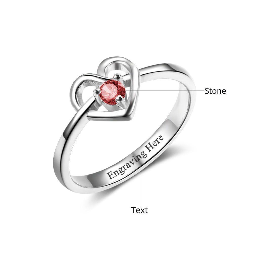 1pc S925 Silver Garnet Double Heart Faceted January Birthstone Adjustable  Open Ring, Romantic Gift For Girlfriend Or Birthday, Valentine'S Day |  SHEIN USA