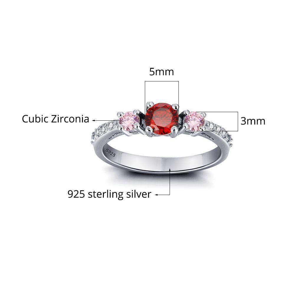 Promise Ring with 3 Round Birthstones and Accents_Rings_3 Stone, Accents, Aunt, Engagement, Family Ring, Girlfriend, Graduation, Grandma, Inside Engraving, Memorial, Mom, Mom Ring, Mother&#39;s Ring, New Baby, No Name, Promise, Promise Ring, Ring, Rings, Round, Size 6, Size 7, Size 8, Size 9, Wife