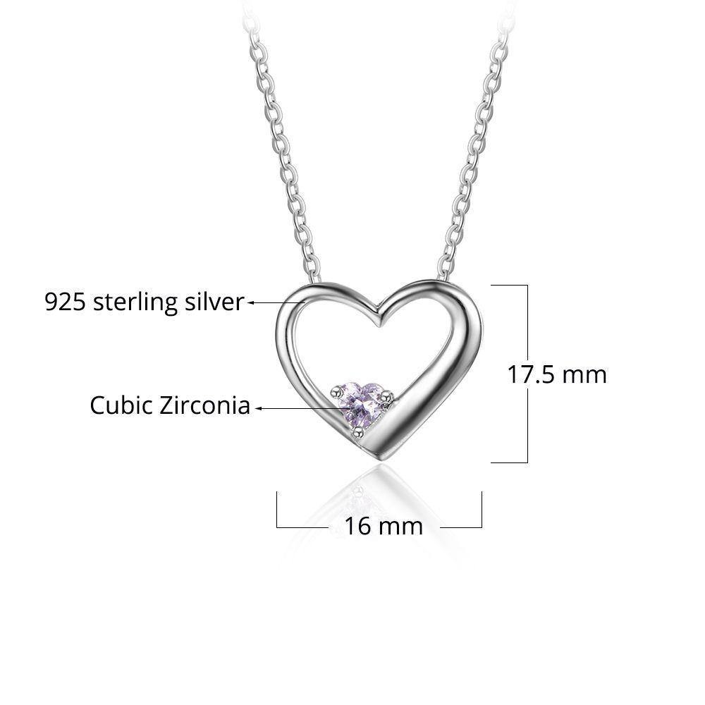 Single Heart Birthstone Necklace_Necklace_1 Name, 1 Stone, Aunt, Daughter, Featured, Grandma, Heart, Memorial, Mom, Necklace, New, New Baby, No Accents, Wife