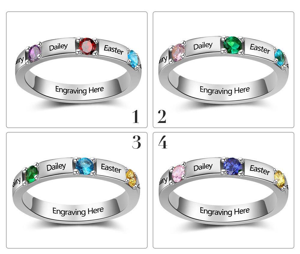 Amazon.com: Lam Hub Fong Personalized Mothers Ring with 4 Smulated  Birthstones Rings for Mother's Day Engravable Family Rings for 4 (6):  Clothing, Shoes & Jewelry