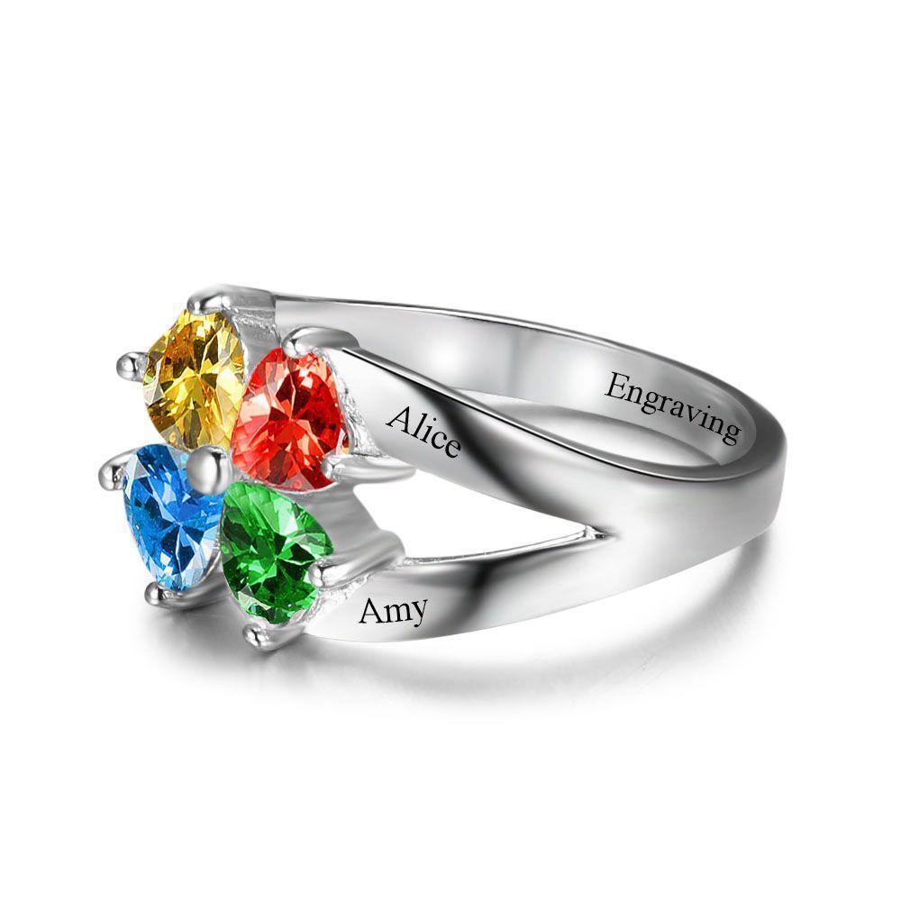 Personalized Gold Mother's Ring 3 Birthstones Three Loves 3 Names – Think  Engraved