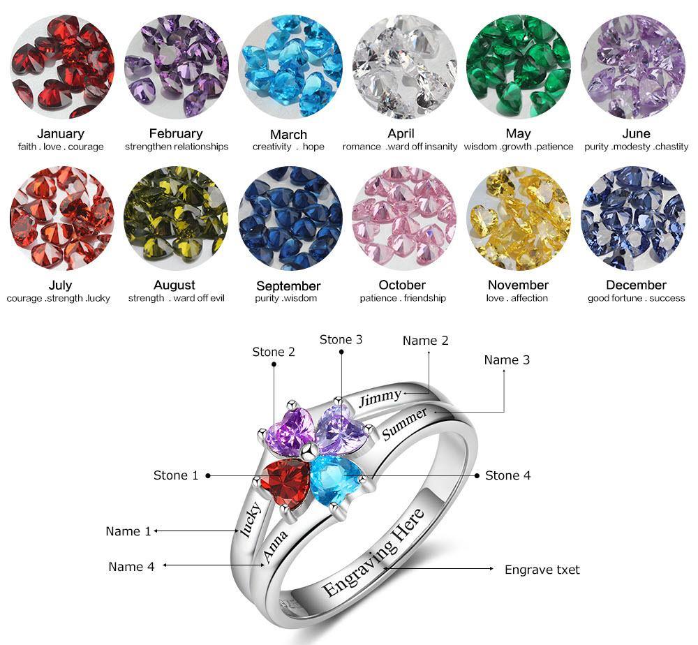 Mother's Ring With Heart Birthstones PaulaMax Jewelry, 46% OFF