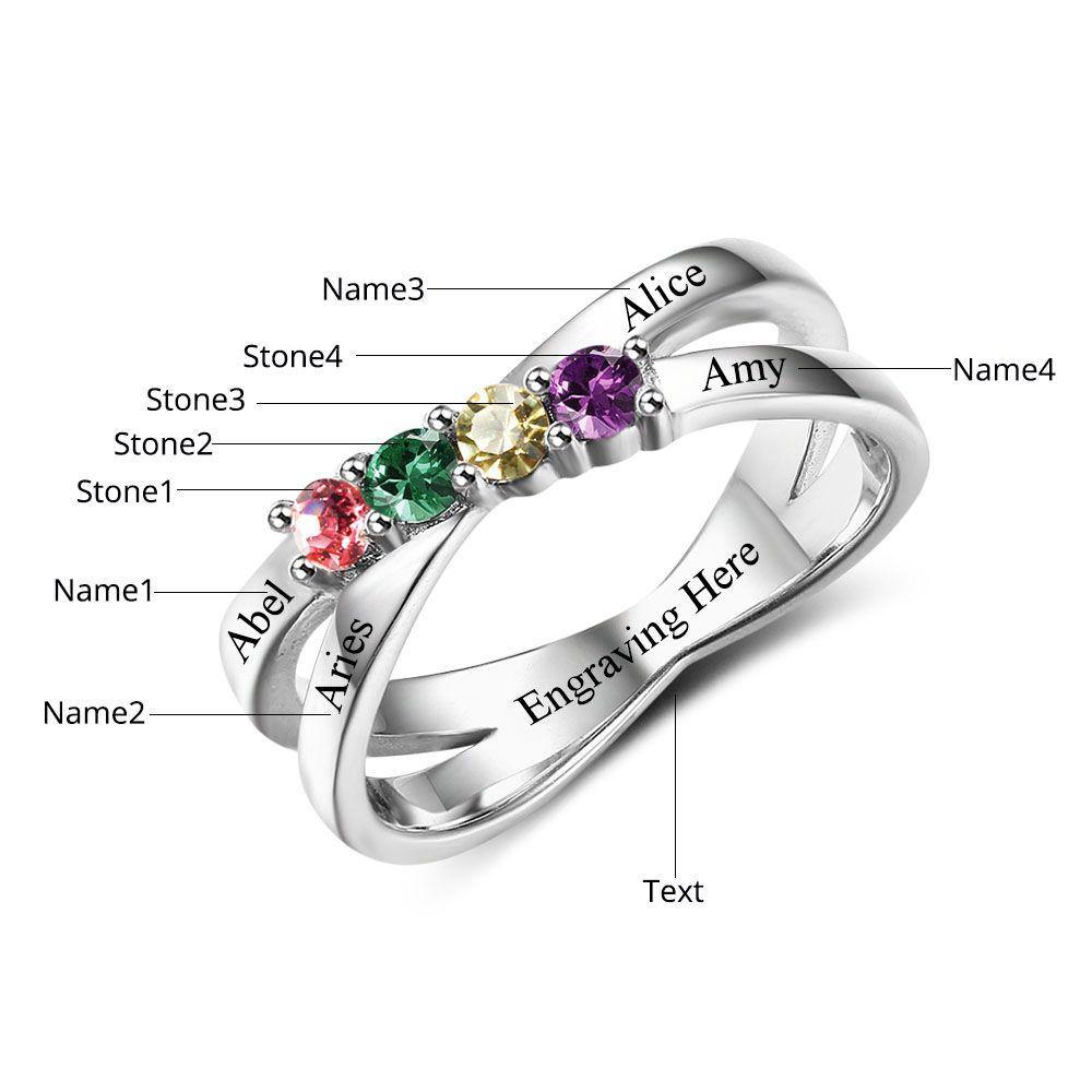 Birthstone Mothers Ring May hold up to 6 oval 5 x 3mm gemstones Ref 638459  :: Stuller 10350