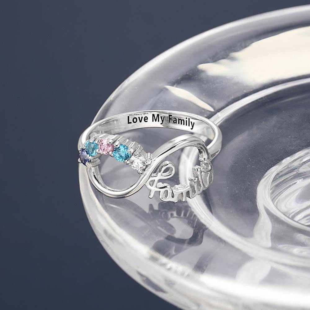 Personalized Family Heart Ring with Engraving - Custom Birthstone Jewe –  Belbren