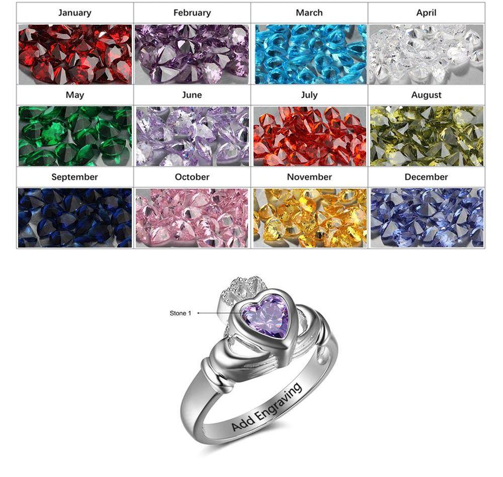 Irish Ring | 14k Gold Diamond Love Loyalty Friendship Birthstone Claddagh  Ring at IrishShop.com | IJSH14L90